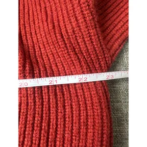 Dark Red Ribbed Knit Cowl Neck Sweater With Button Accents Womens M Cozy Fall thumbnail 6