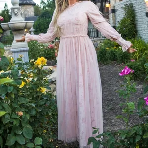 Ivy City Co NWT‎ Last Songbird Pink Fairy Whimsical Modest Midi Dress Medium thumbnail 1