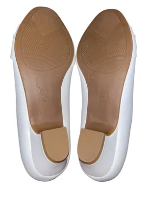Air Flex Mae White Gold Dress Flats Low Heel Shoes 7W Wide NWT thumbnail 2