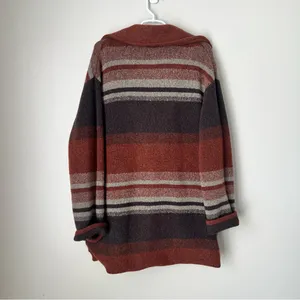 Free People Brown Striped Western Wool Blend Coat Size Small thumbnail 7