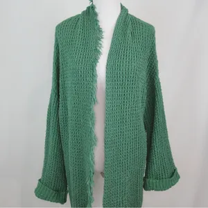 FREE PEOPLE I’ll Be Around Silk Blend Green Knit Oversized Cardigan Size Medium thumbnail 9