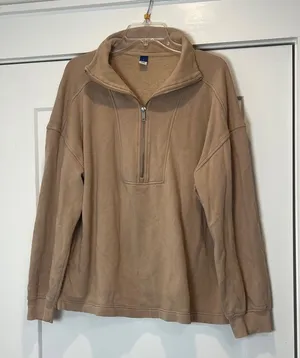 Old Navy women’s Beige Zip-Up Sweatshirt size large. thumbnail 1