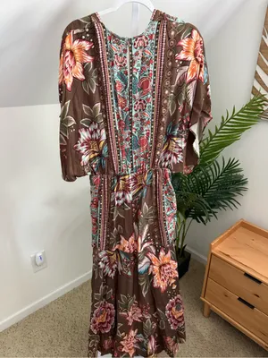 Farm Rio for Anthro Valentina Maxi Floral Dress M thumbnail 6