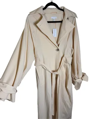 Topshop NWT Cream Trench Coat Belted Long Sleeve Jacket Size 4 thumbnail 3