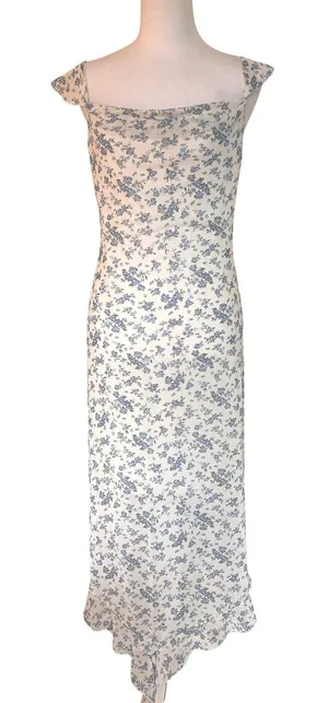 Floral Mesh Dress Womens S Handkerchief‎ Hem Y2K Cottage Coquette Romantic Party thumbnail 1