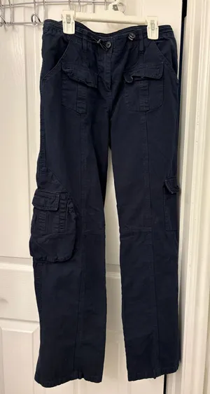Brandy Melville Pants Cargo Navy Blue thumbnail 1