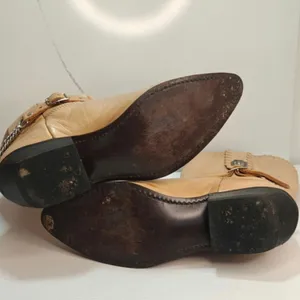 Vintage Tan buckle leather Cowboy boots sz 8.5 by Dingo thumbnail 7