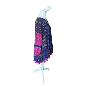 Free People Shibori Tunic Mini Dress Womans Small Flowy Balloon Sleeve Boho thumbnail 11