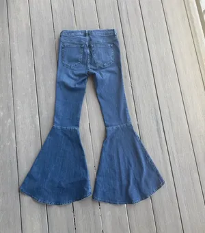 Free People Dark Blue Flare Pocket bell bottom Denim Jeans 26 thumbnail 6