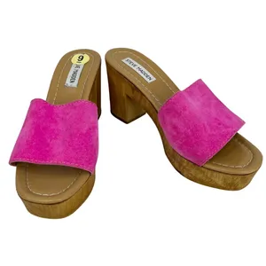 Steve Madden Neon Pink Block Heels Slides Sandals 9 Platform y2k thumbnail 2