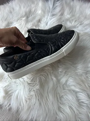 Tory Burch Quilted Slip-On Shoes size 7.5 women’s sneakers comfy black white thumbnail 3