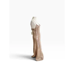 Bardot Maxi Dress Women's XL Nude Shimmering Ramira Sequin Spaghetti Straps thumbnail 4
