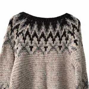 Free People Womens Love‎ Bug Nordic Fair Isle Lace Up Sweater Size L Lodgecore thumbnail 6