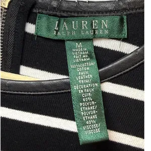 Lauren Ralph Lauren Striped‎ Sheath Dress Faux Leather Nautical Professional M thumbnail 3