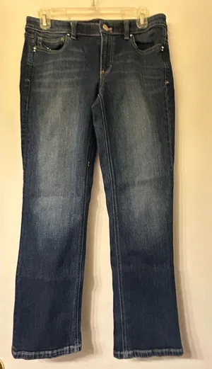White House Black Market Women's Dark Blue Capri Jeans SZ 8 thumbnail 1