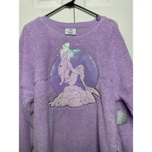 NEW Disney The Little Mermaid Ariel Purple Fuzzy Spirit Jersey Top Size Small thumbnail 2