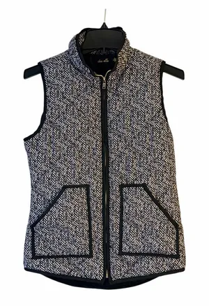 dee elle Women's Small Black & White Chevron Quilted Vest EUC b14 thumbnail 1