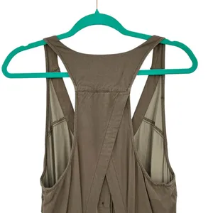 Free People Roaring Rayon Utilitarian jumpsuit Olive Green Drawstring Size‎ 4 thumbnail 9