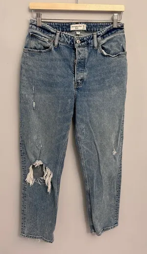Abercrombie & Fitch Light Blue The Dad High Rise Curvy Love Jeans 28 thumbnail 1