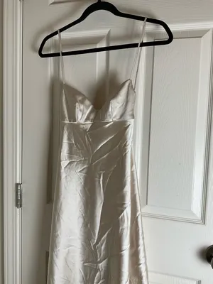 Zara Asymmetric Satin Lace Slip Dress ivory Woman’s Size xsmall thumbnail 4