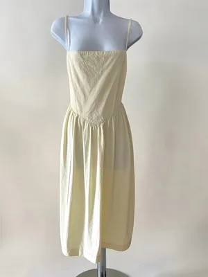 Ronny kobo Sleeveless Square-Neck Midi Dress in Pale Yellow size 14 thumbnail 5