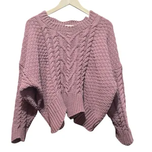 POL Rose Cable Knit‎ Chunky Shark Bite Hem Boxy Sweater Size Medium thumbnail 1