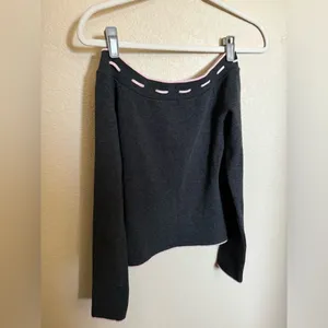Vintage Y2K Forever 21 Off-Shoulder Lace Trim Tie Knit Sweater Top Sz S Coquette thumbnail 6
