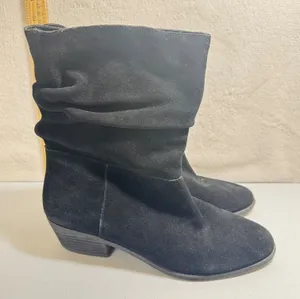 Jessica Simpson Black Suede Slouch Booties Block Heel‎ Ankle Boots Size 9.5M thumbnail 1