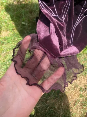 XOXO Dark Purple Velvet Midi Skirt with Floral Embroidery Y2K Made in USA thumbnail 4