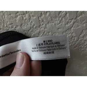 Victoria's Secret PINK Bralette Medium Lined Black Gold Logo Band Bra thumbnail 6