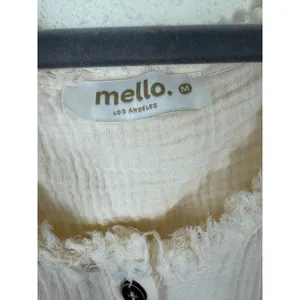 Mello Los Angeles Womens Cream Cotton Gauze Henley Tank Top Frayed‎ Trim Medium thumbnail 4