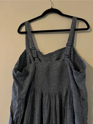 Old Navy Blue Chambray Linen Blend Straight Leg Jumpsuit 2X Euro Summer Capsule thumbnail 6