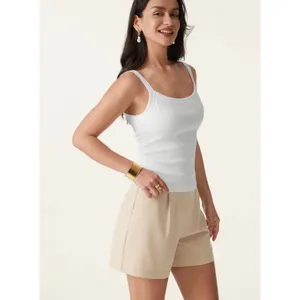 OGL White Ribbed Tank Top Womens Size M Scoop Neck Casual Basic Sleeveless thumbnail 4