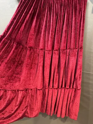 Realtix XL Burgundy Velvet Maxi Dress Smocked Puff Sleeve Cottagecore Romantic thumbnail 5