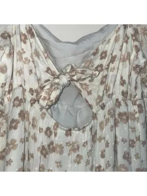 Her entire name says Grace Brown, and cream floral, Boho tiered dress thumbnail 8