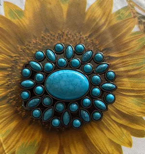 Turquoise and Bronze Belt Buckle with Striking Design thumbnail 1