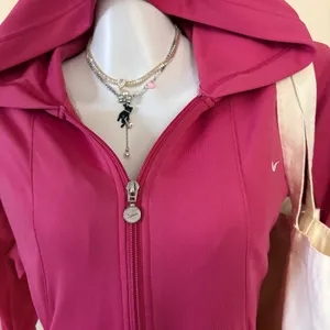 Nike Vintage Hot Pink Full Zip Track Jacket With White And Navy Side Stripes thumbnail 2