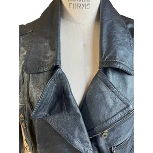 Vintage Boutique Europa Black Leather Motorcycle Jacket Size XL X-Large thumbnail 4