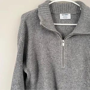 Old Navy Gray Shaker-Stitch Half Zip Pullover Sweater Size Medium thumbnail 3