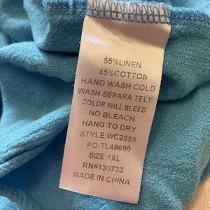 Umgee Plus Blue Linen Blend Tiered Babydoll Mini Dress Ruffle Sleeve 1XL WC2355 thumbnail 7