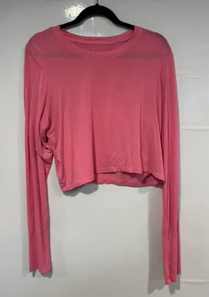 Pink‎ Aerie Soft Long Sleeve Cropped Tee thumbnail 1