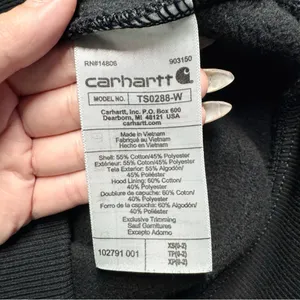 Carhartt Womens Relaxed Fit Midweight Logo Sleeve Graphic Hoodie Black - XS thumbnail 7