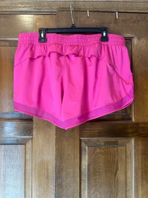 ATHLETA Mesh Run Shorts XL Pink Workout Athletic Training Gym Zipper Pocket 4” thumbnail 3