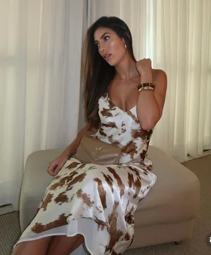 Zara cow patch satin effect boho western Brown and Cream maxi long dress thumbnail 2