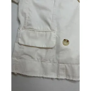 Pilcro by Anthropologie Fray Hem Blazer Ivory Double-Breasted Oversize Size XS thumbnail 8