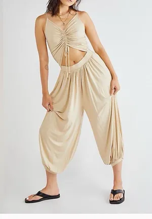 Free People FP Beach Weekend Chill-Out Ruched Harem Cut Out Jumper jumpsuit S thumbnail 1