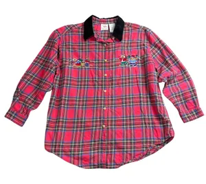 Nutcracker Flannel Shirt Womens 18W Red Plaid‎ Embroidered Winter Bears Holiday thumbnail 1