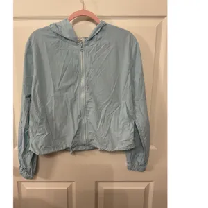 Sadie & Sage Baby Blue Sport Spice Nylon Hooded Windbreaker Jacket, M thumbnail 2