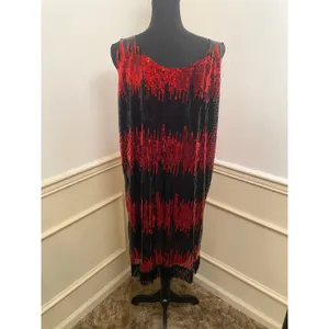 Jerry Beck Red & Black Sequin Flapper Dress Fringe Roaring 1920s Gatsby Costume thumbnail 5