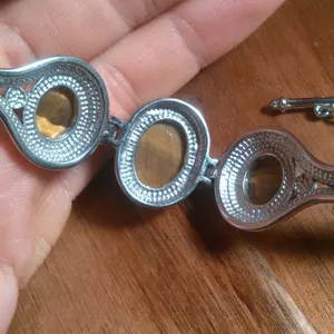 Tiger's Eye Stainless Steel Toggle Clasp Bracelet (Size 6.5 to 8 Inch) thumbnail 6